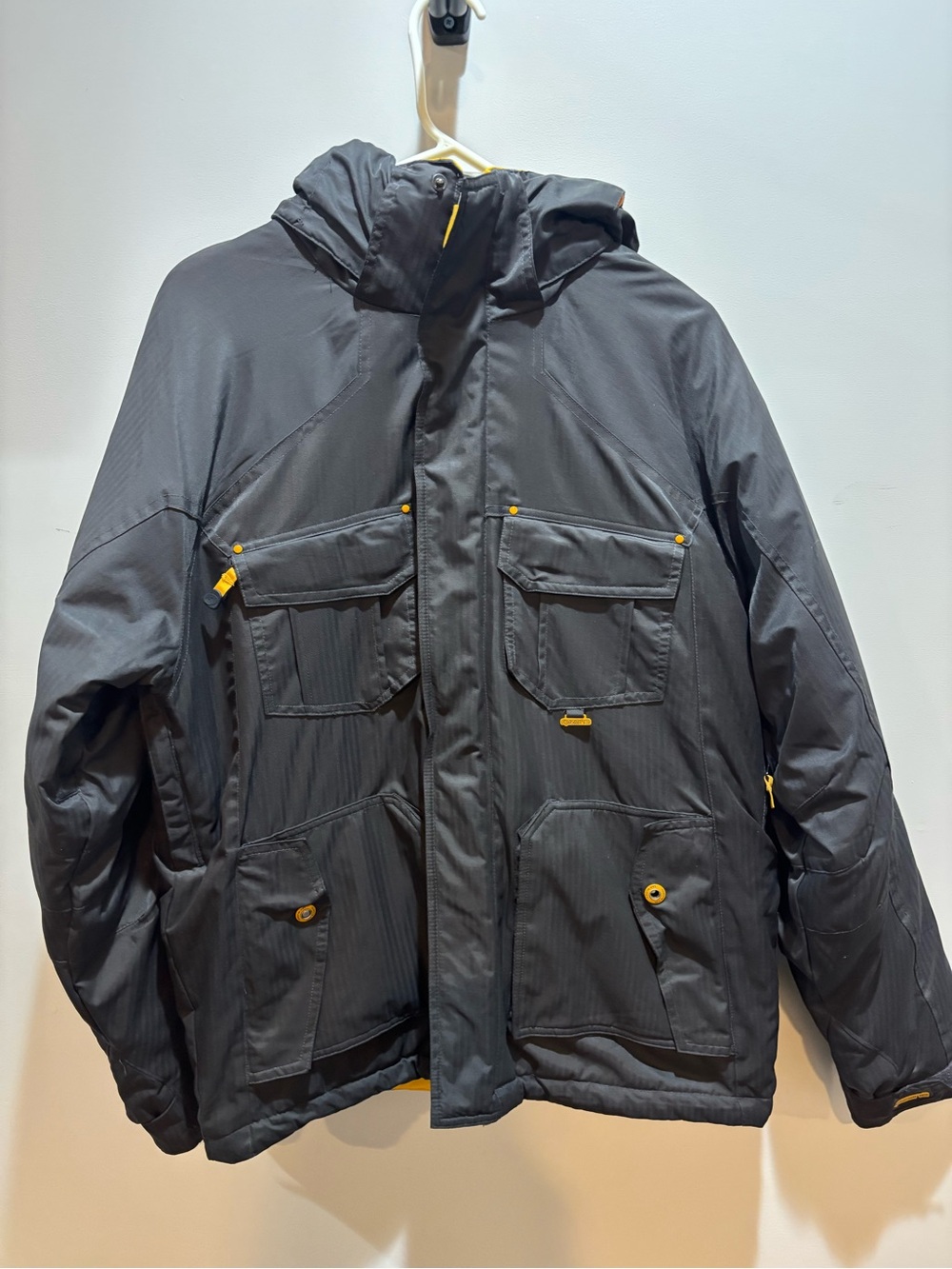 Men's Ripzone snowboard Hooded Insulated Jacket with full zip magnetic buttons